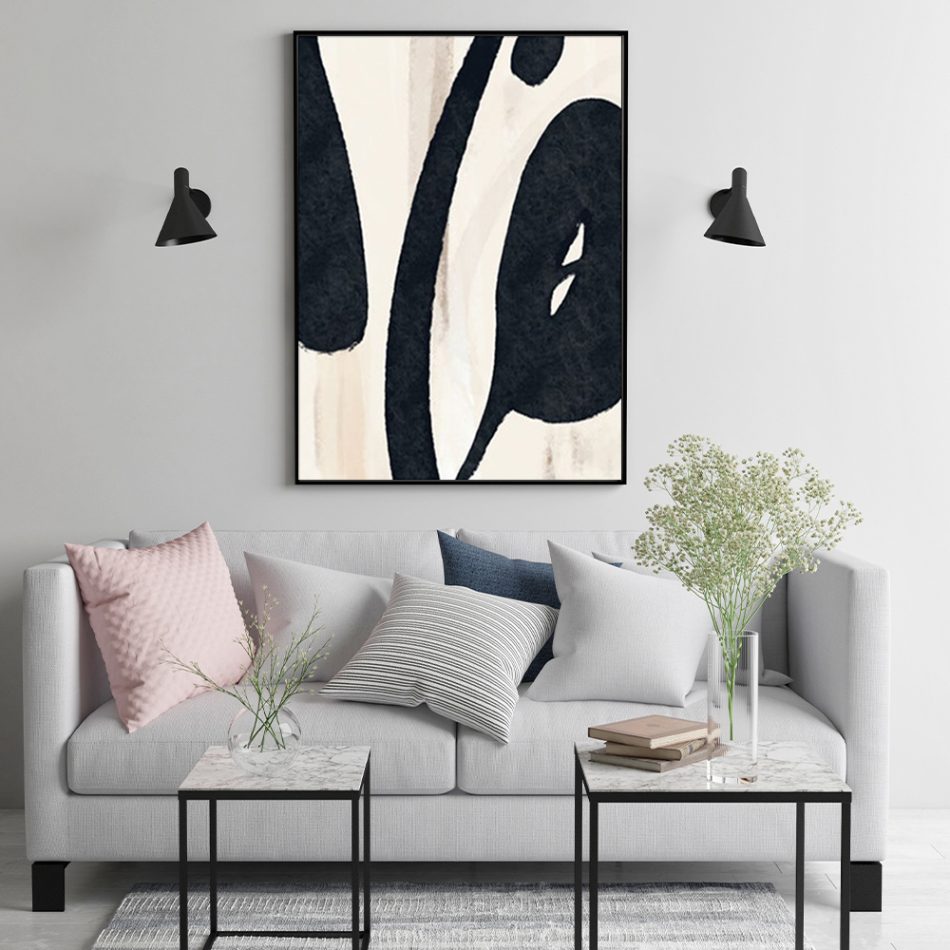 Wall Art 70cmx100cm Black Ink Black Frame Canvas - Image 3