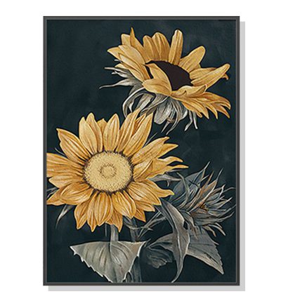 Wall Art 50cmx70cm Sunflowers Black Frame Canvas