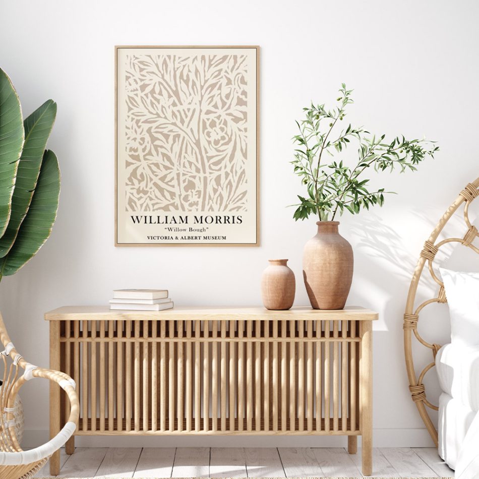 Wall Art 60cmx90cm William Morris Neutral Wood Frame Canvas - Image 2
