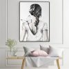 Wall Art 70cmx100cm Woman Back With Butterfly Black Frame Canvas - Image 2