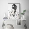 Wall Art 70cmx100cm Woman Back With Butterfly Black Frame Canvas - Image 4