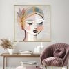 Wall Art 80cmx80cm Calm Girl Gold Frame Canvas - Image 2