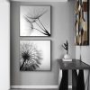 Wall Art 70cmx70cm Black and white dandelion 2 Sets Black Frame Canvas - Image 2