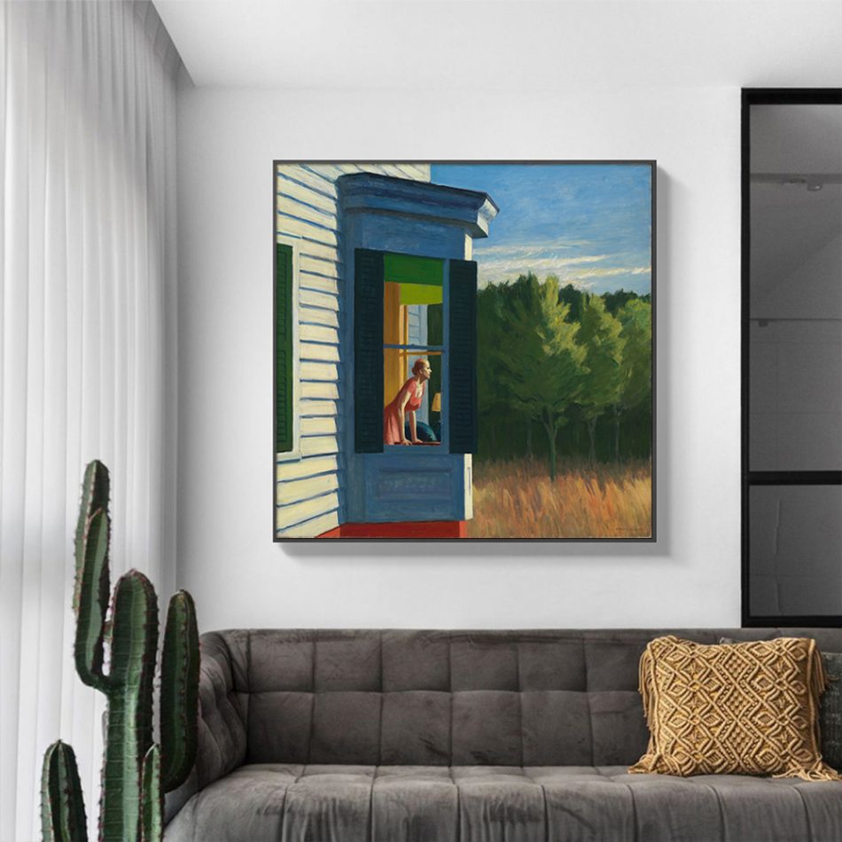 Wall Art 60cmx60cm Cape Cod Morning By Edward Hopper Black Frame Canvas - Image 2