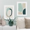 Wall Art 70cmx100cm Abstract Green Circle 2 Sets White Frame Canvas - Image 2