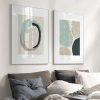Wall Art 70cmx100cm Abstract Green Circle 2 Sets White Frame Canvas - Image 3