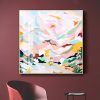 Wall Art 80cmx80cm Abstract Pink Mountain Hand Painted Style Gold Frame Canvas - Image 2