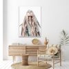 Wall Art 70cmx100cm BOHO Girl White Frame Canvas - Image 2