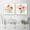 Wall Art 60cmx60cm Florals 2 Sets Gold Frame Canvas - Image 2