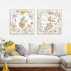Wall Art 70cmx70cm Floral birds 2 Sets Gold Frame Canvas - Image 2