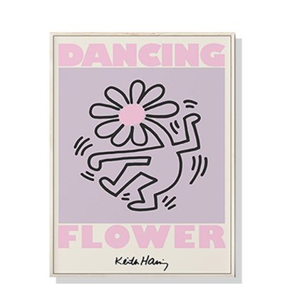 Wall Art 70cmx100cm Keith Haring Dancing Flower Wood Frame Canvas