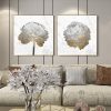 Wall Art 60cmx60cm Gold And White Blossom On White 2 Sets Gold Frame Canvas - Image 2