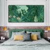 Wall Art 40cmx80cm The Equatorial Jungle Green Forest By Henri Rousseau Black Frame Canvas - Image 2