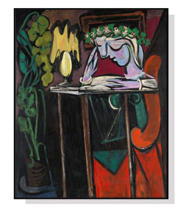 Wall Art 50cmx70cm Reading Girl by Pablo Picasso Black Frame Canvas