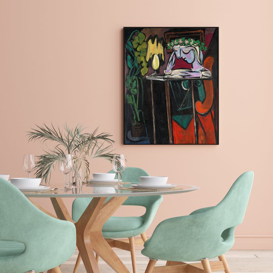 Wall Art 50cmx70cm Reading Girl by Pablo Picasso Black Frame Canvas - Image 4