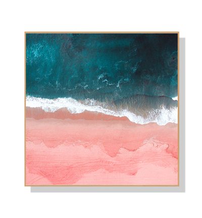 Wall Art 60cmx60cm Pink Sea Wood Frame Canvas