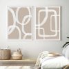 Wall Art 60cmx90cm Abstract White Lines 2 Sets White Frame Canvas - Image 3