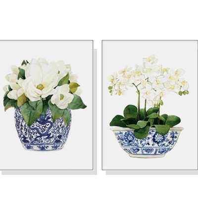 Wall Art 50cmx70cm Elegant Flower 2 Sets White Frame Canvas