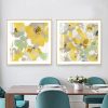 Wall Art 50cmx50cm Yellow Flowers American Style 2 Sets Gold Frame Canvas - Image 2