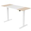 Fortia Sit To Stand Up Standing Desk, 140x60cm, 72-118cm Electric Height Adjustable, 70kg Load, Light Oak Style/White Frame