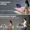 Fortia Desk Riser 74cm Wide Adjustable Sit to Stand for Dual Monitor, Keyboard, Laptop, Pink - Image 4