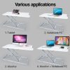 Fortia Desk Riser 74cm Wide Adjustable Sit to Stand for Dual Monitor, Keyboard, Laptop, White - Image 5