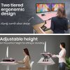 Fortia Desk Riser 77cm Wide Adjustable Sit to Stand for Dual Monitor, Keyboard, Laptop, Pink - Image 2
