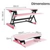 Fortia Desk Riser 77cm Wide Adjustable Sit to Stand for Dual Monitor, Keyboard, Laptop, Pink - Image 6