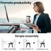 Fortia Desk Riser 90cm Wide Adjustable Sit to Stand for Dual Monitor, Keyboard, Laptop, Pink - Image 3