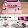 Fortia Desk Riser 90cm Wide Adjustable Sit to Stand for Dual Monitor, Keyboard, Laptop, Pink - Image 4
