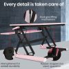 Fortia Desk Riser 90cm Wide Adjustable Sit to Stand for Dual Monitor, Keyboard, Laptop, Pink - Image 5