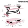 Fortia Desk Riser 90cm Wide Adjustable Sit to Stand for Dual Monitor, Keyboard, Laptop, Pink - Image 6