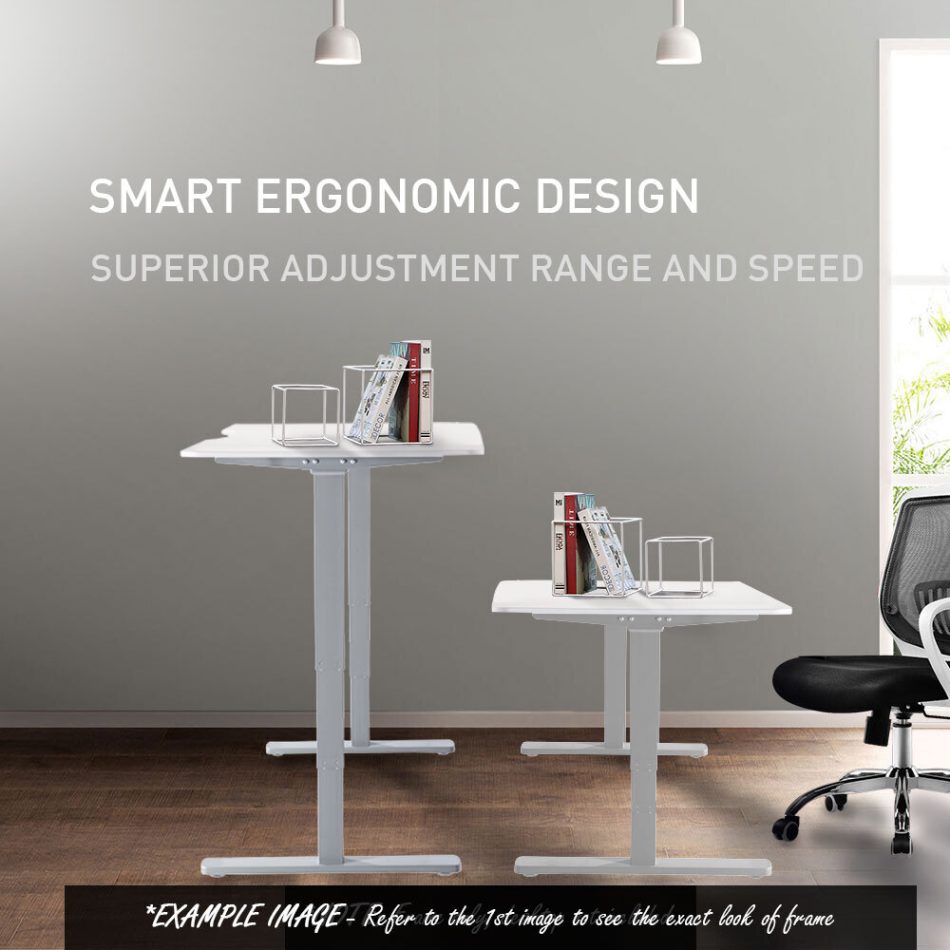 Fortia Sit To Stand Up Standing Desk, 160x75cm, 62-128cm Electric Adjustable Height, Dual Motor, 120kg Load, Arched, White Oak Style/Silver Frame - Image 3