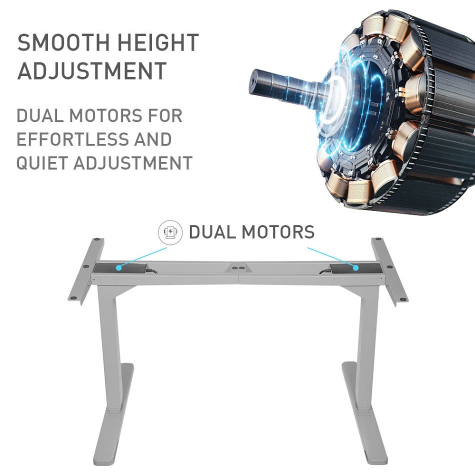 Fortia Sit To Stand Up Standing Desk, 160x75cm, 62-128cm Electric Adjustable Height, Dual Motor, 120kg Load, Arched, White Oak Style/Silver Frame - Image 5