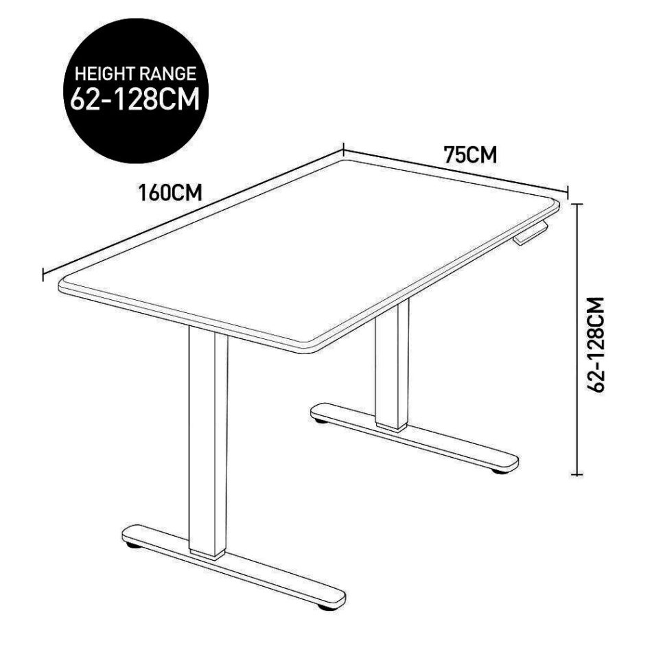 Fortia Sit To Stand Up Standing Desk, 160x75cm, 62-128cm Electric Adjustable Height, Dual Motor, 120kg Load, Arched, White Oak Style/Silver Frame - Image 6