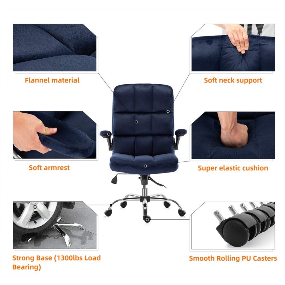 Velvet Home Ergonomic Swivel Adjustable Tilt Angle and Flip-up Arms Office Chair - Image 9