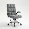 Soft Velvet Home Ergonomic Swivel Adjustable Tilt Angle and Flip-up Arms Office Chair - Image 3