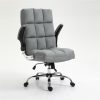 Soft Velvet Home Ergonomic Swivel Adjustable Tilt Angle and Flip-up Arms Office Chair - Image 5