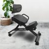 EKKIO Adjustable Ergonomic Office Kneeling Chair with Backrest (Black) - Image 3