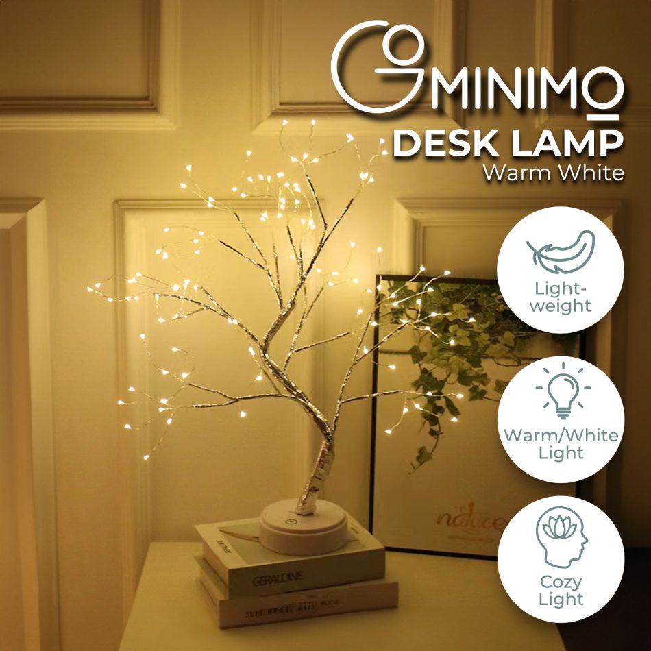 GOMINIMO Wood Desk Lamp- Bonsai Fairy Tree Lights Warm White- - Image 2