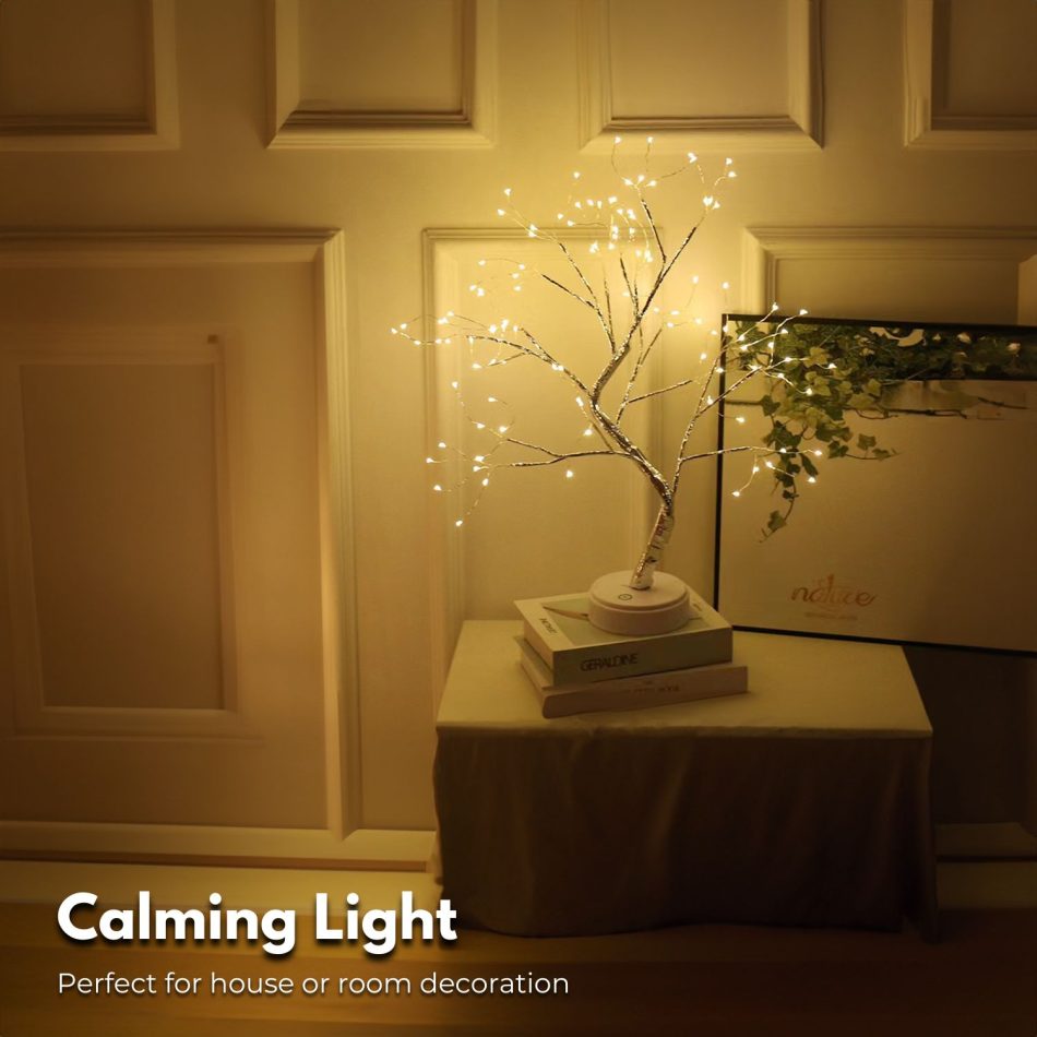 GOMINIMO Wood Desk Lamp- Bonsai Fairy Tree Lights Warm White- - Image 4