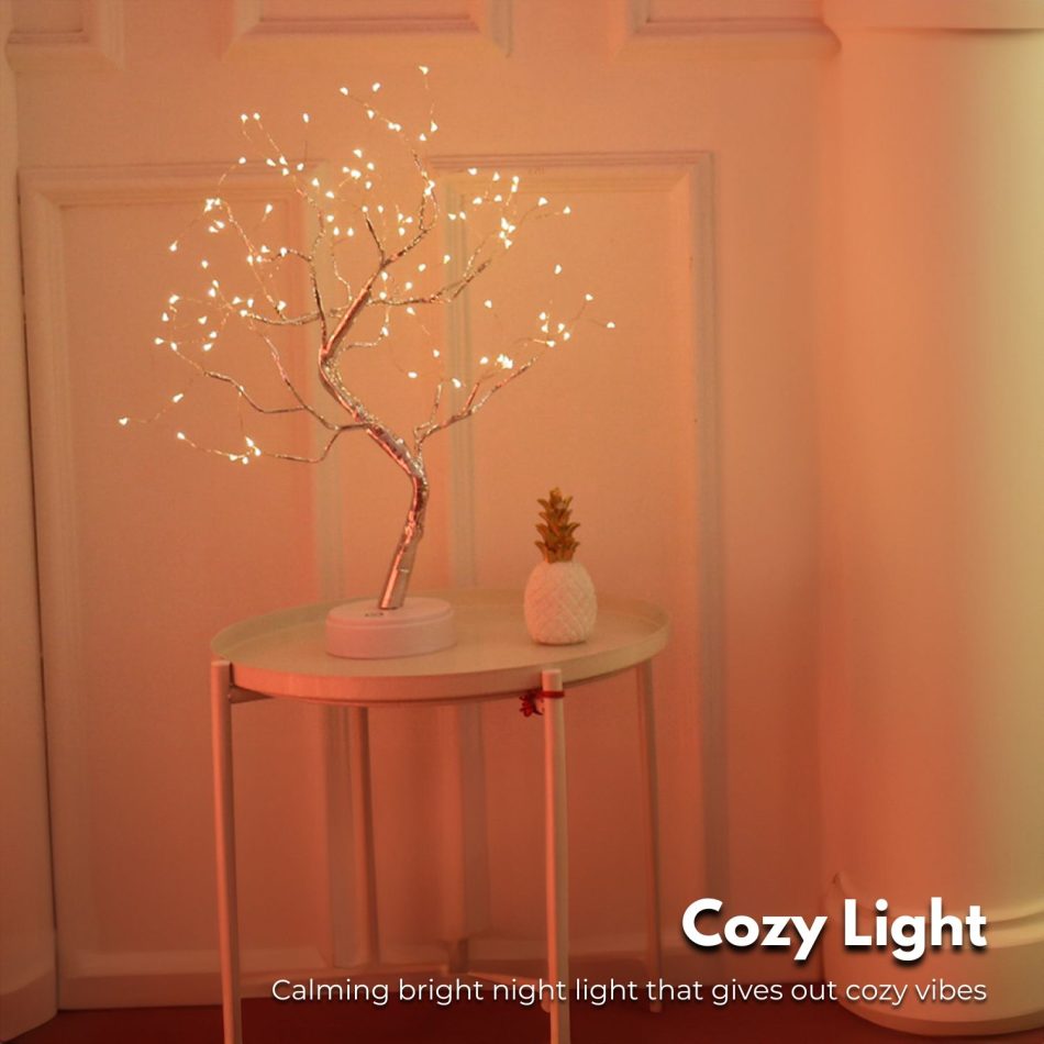 GOMINIMO Wood Desk Lamp- Bonsai Fairy Tree Lights Warm White- - Image 5
