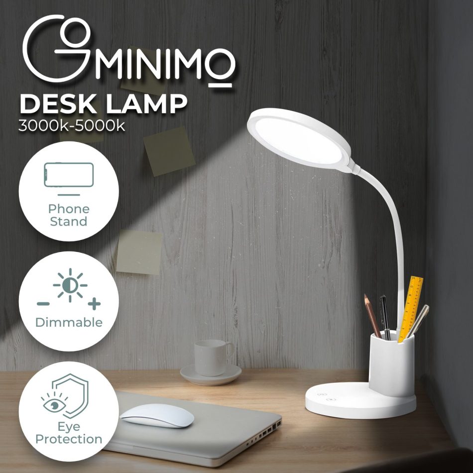 GOMINIMO Desk Lamp With Pen And Phone Holder (White) - Image 2