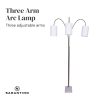 Sarantino 3-Light Metal Arc Floor Lamp - Nickel & Marble Finish - Image 4