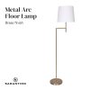 Sarantino Metal Floor Lamp in Antique Brass Finish with Cream Linen Fabric Shade - Image 4