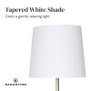 Sarantino Metal Floor Lamp in Antique Brass Finish with Cream Linen Fabric Shade - Image 6