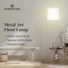 Sarantino Metal Floor Lamp in Antique Brass Finish with Cream Linen Fabric Shade - Image 11