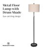 Sarantino Metal Floor Lamp with Cream Drum Shade - Image 4