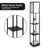 Sarantino Etagere Floor Lamp Shelves in Black Frame Fabric Shade - Image 3