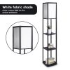 Sarantino Etagere Floor Lamp Shelves in Black Frame Fabric Shade - Image 4
